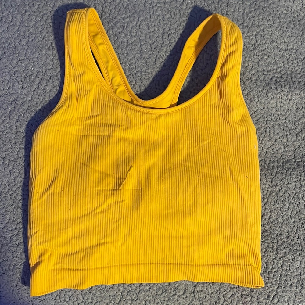 Mustard colored tank with bra support